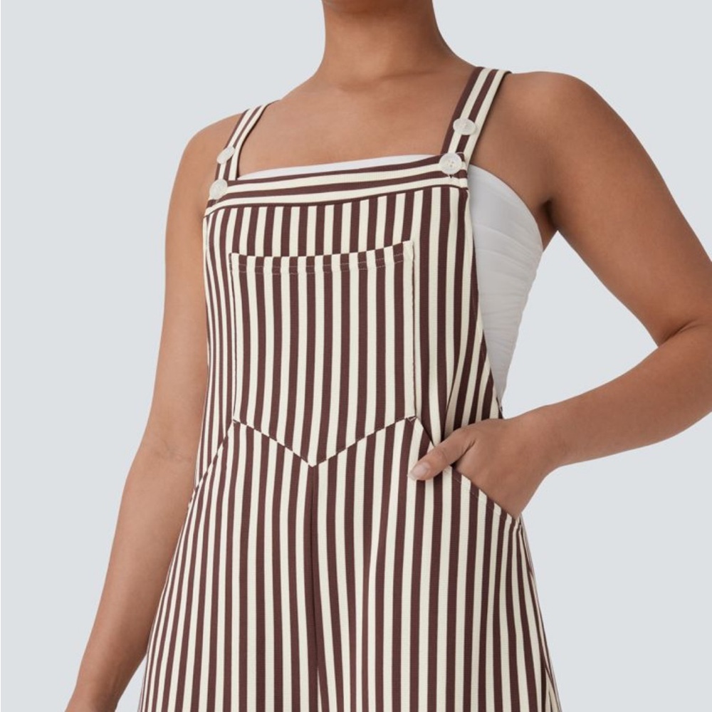 Halara Pocket Stripe Adjustable Strap Overalls in… - image 2